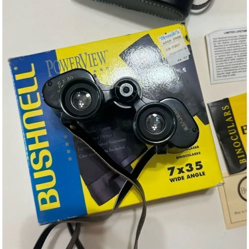 Bushnell Powerview 7x35 Wide Angle Binoculars 13-7307 w/ box and papers